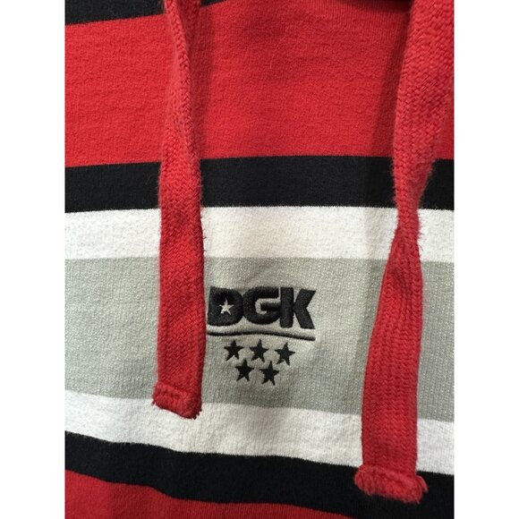 Red & Gray Striped DGK Hoodie With Kangaroo Pocket & Drawstring Hood - Picture 2 of 3